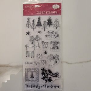 Hampton Art SEASONAL BEAUTY Christmas Clear Cling Stamps Set of 15 NEW